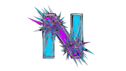 Crystalized Letter N with Spiky Protrusions