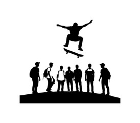 Skateboarder Performing Trick