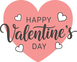 Happy Valentines Day text with outline hearts on a pink heart background love