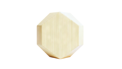 Abstract geometric sculpture with wood grain texture