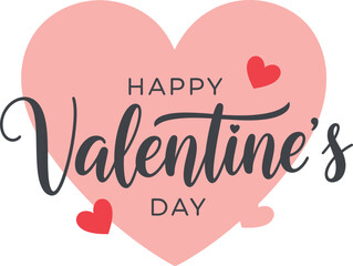 Happy Valentines Day text with red hearts on a pink heart background love