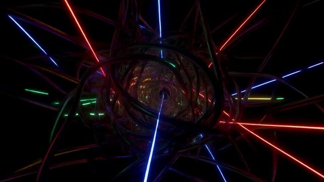 Abstract 4K audio-reactive laser vines with vibrant electric effects and rhythmic motion