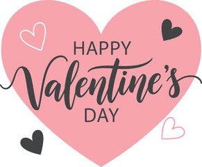 Pink heart with happy valentines day text and small hearts Keywords: valentine, valentines day, heart, pink, love, celebration, greeting, romance