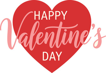 Red Heart Shape With Happy Valentines Day Text In Pink And White love romance