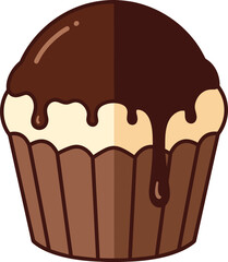 Single Chocolate Frosted Cupcake With Creamy Filling dessert sweet