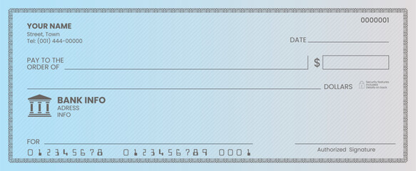 Blank bank cheques for commercial finance and audit concepts.