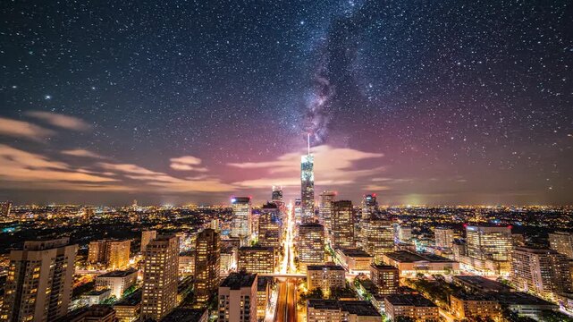 Cityscape under night sky starry sky urban nightscape