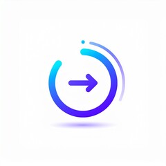 Minimalist Vector Arrow Icon Inside Circle, Modern Blue Gradient Start Button, Concept of Forward Movement and Internet Progress