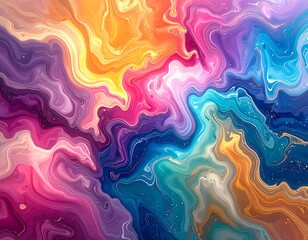 Fototapeta premium Colorful abstract swirl of flowing vibrant hues and golden accents