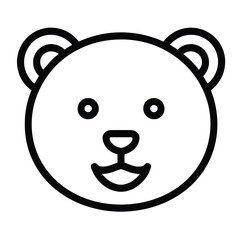 Adorable cartoon bear face outline icon with a cheerful smile, perfect for kids' designs