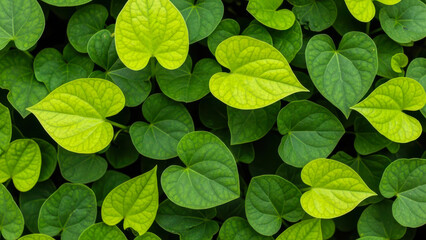 A vibrant close-up of lush green heart-shaped leaves showcasing nature's beauty and freshness