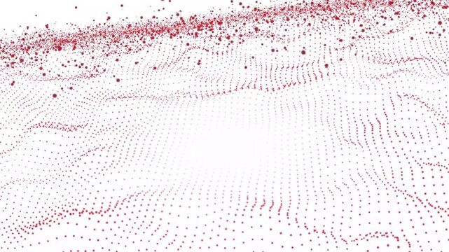 Wave of dots and lines. Gradient wavy background. Abstract cyber background of points and lines animation.