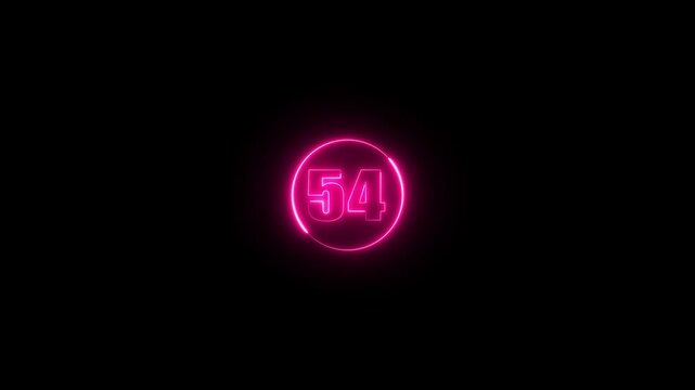 Glowing Neon numbers animation on the black background.