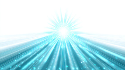 Cyan glowing neon motion lines light blue abstract trails shine effect starburst sunshine beam glow wave futuristic tech design stock illustration on white background