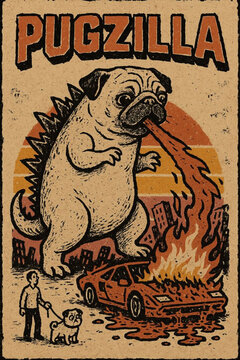 VECTOR DOG BECOME GODZILLA