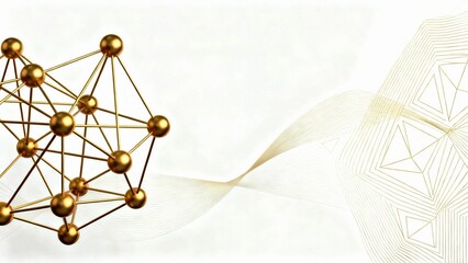Abstract representation of emission trading systems and carbon credit governance using premium gold node design on white background
