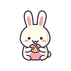 Obraz premium Adorable Cartoon Rabbit Eating a Burger Illustration
