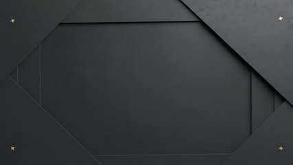 Dark grey geometric shapes with golden stars