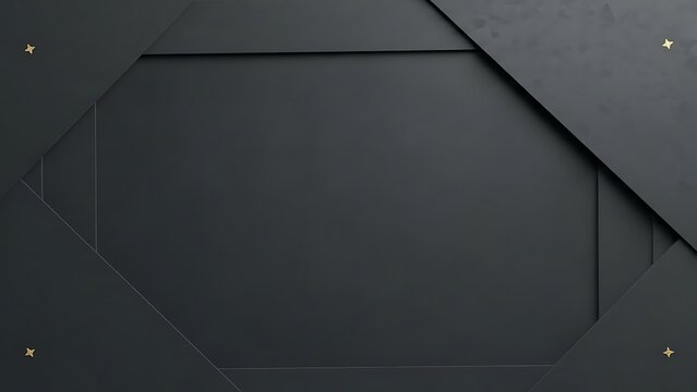 Dark grey geometric shapes with golden stars - Powered by Adobe