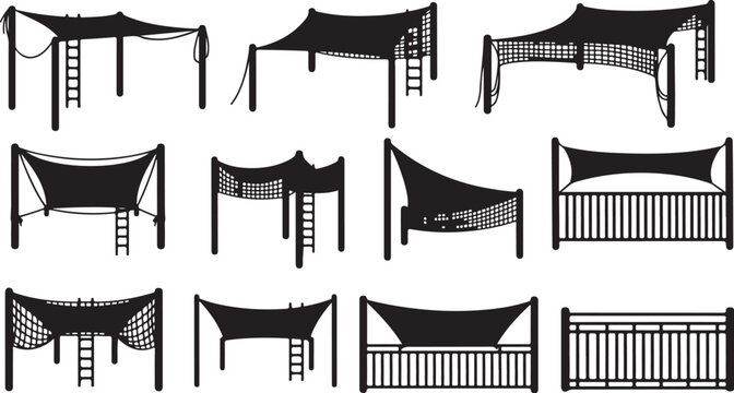 Various Black Canopy Bed Designs with Nets and Railings