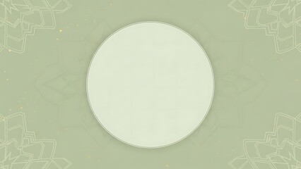 Simple white circle on green background with floral pattern