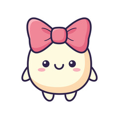 Cute Cartoon Character with Pink Bow Illustration