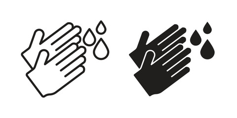 Obraz premium Wash hands icons in black glyph and liner versions for design.