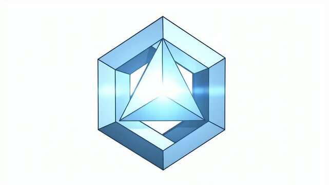 Abstract Geometric Blue 3D Hexagonal Prism Forms Loop Footage