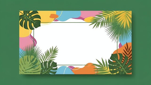Abstract Tropical Leaves Frame Colorful Shapes Background Footage