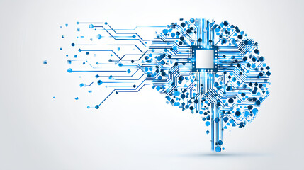 Futuristic AI brain with chip processor and circuit polygon vector design abstract technology background data digital intelligence machine learning robot computer network concepts stock vector