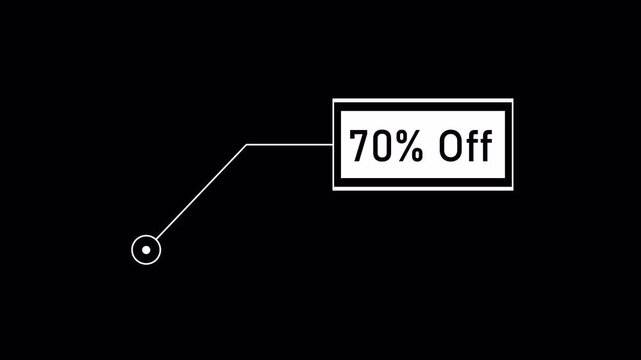 Speech bubble line 70% off animation, mega sale animation in the form of a call out box with a Alpha chanel. 4K animation