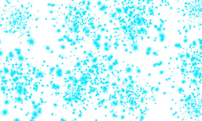 Cyan Sparkles. Blue Glitter. Magic Glow. An isolated PNG clip art of bright cyan blue star-shaped sparkles scattered on a transparent background for festive, frozen, or magic concepts.