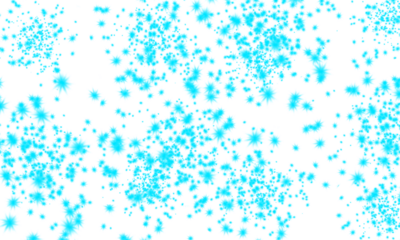 Cyan Sparkles. Blue Glitter. Magic Glow. An isolated PNG clip art of bright cyan blue star-shaped sparkles scattered on a transparent background for festive, frozen, or magic concepts.