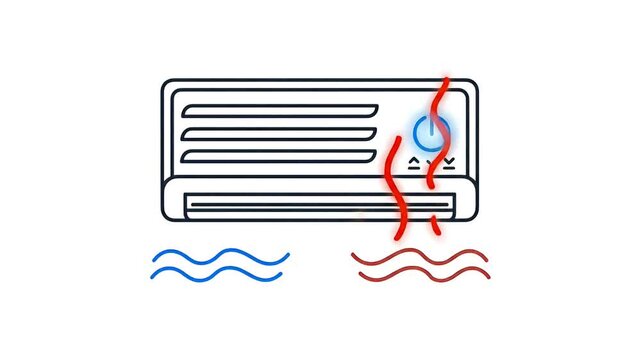 Air Conditioner Turning On And Off Showing Heat And Cool Air Flow