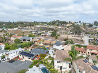 Fototapeta premium Aerial view of Wealthy Del Mar town in San Diego South California, USA. 