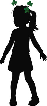 Girl Wearing A Headband With Shamrock Boppers Silhouette
