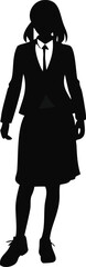 Girl Wearing A Formal Blazer And Skirt Silhouette