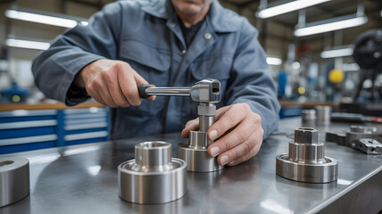 Skilled artisan welding metal parts in a creative workshop