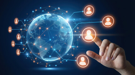 Futuristic Global Network Connection Connecting People Around The World Conceptual Illustration