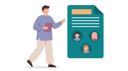 HR manager reviewing resumes and selecting candidates for job hiring