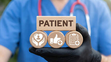 Health care concept of patient satisfaction and give five-star rating. Healthcare service quality and positive medical.new concept.