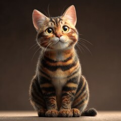 Obraz premium Adorable tabby kitten sitting with curious expression