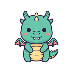 Obraz premium Adorable Cartoon Dragon Character Illustration