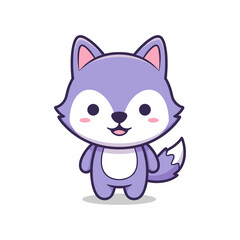 Obraz premium Adorable Cartoon Wolf Character Illustration