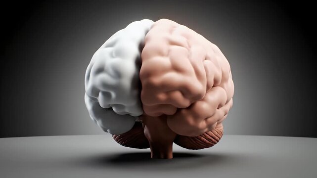 Bisected Human Brain Animation on Gray Surface for Medical Visualization Study and Education Purpose Anatomy Science