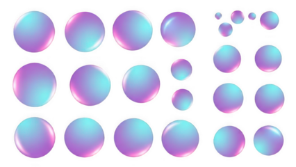 Iridescent gradient spheres on black background creating a vibrant abstract pattern