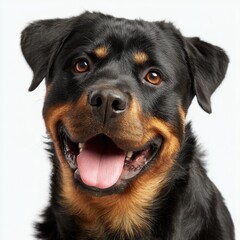 Obraz premium Happy Rottweiler dog smiling with tongue out