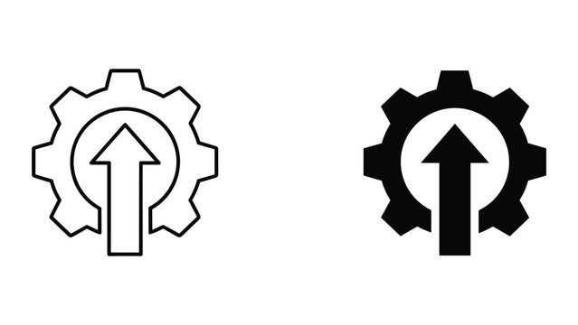 Gear icon with arrow symbolizing progress and development