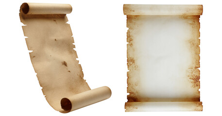 Set of old parchment isolated object