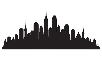 Obraz premium Diverse city skyline silhouette at dusk